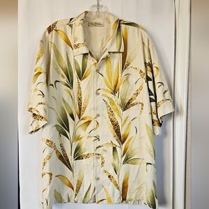 Tommy Bahama mens silk bamboo leaf design shirt size xl‎